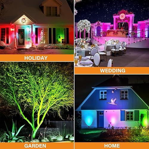 Miniatura 5 de Luces LED RGBW de 10W para Paisaje, Focos para Exteriores para Decoración de Patio y Jardín, Reflector de Iluminación de Paisaje con Cambio de 16