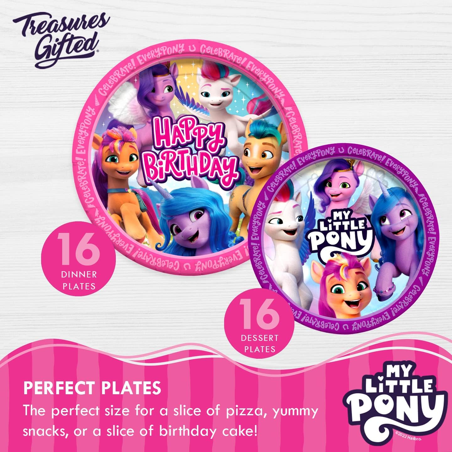 Treasures Gifted Officially Licensed My Little Pony Birthday Decorations - Serves 16 Guests - Complete Set My Little Pony Party Supplies - Plates, Banners, Tablecloth, Napkins