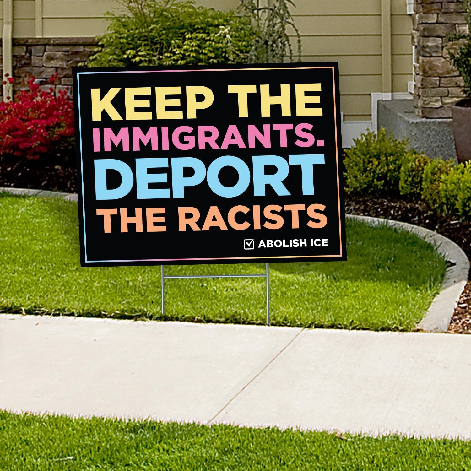 Keep the Immigrants Yard Signs with Stake 18x24 Inch - Weatherproof Lawn Signs for Outside, Advocacy, Events, Rallies & Home - 4mm Corrugated Plastic Protest Signs with Big & Bold Letters - Pack of 2