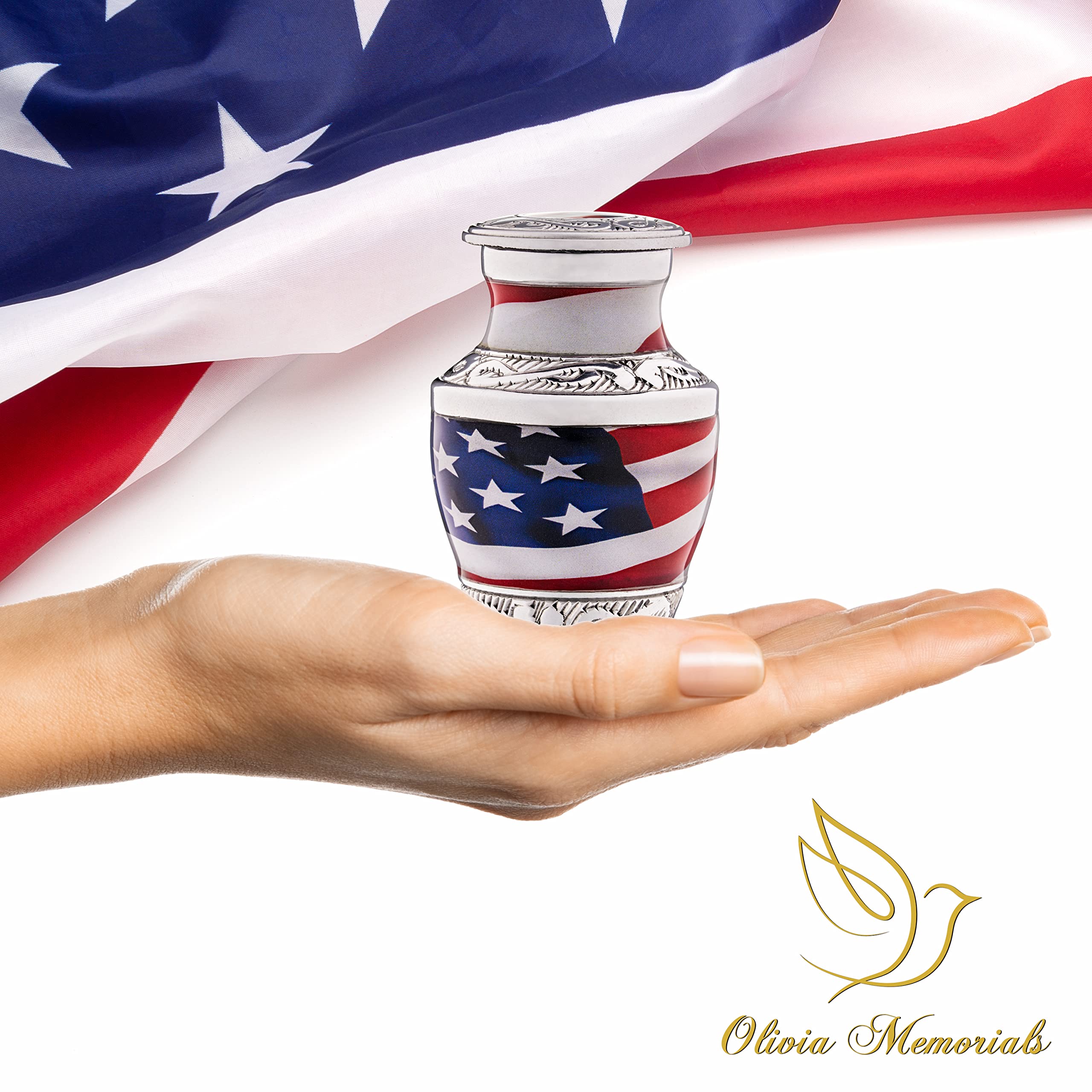 Small Urns for Human Ashes Adult Male or Female Set of 4 American Flag Decorative Mini Urns for Veteran or Patriotic - Image 2