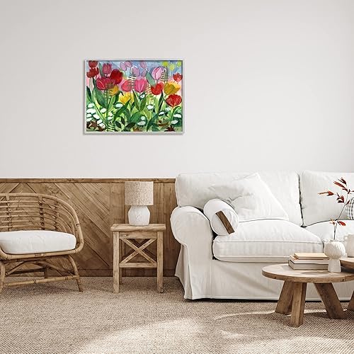 Miniatura 2 de Stupell Industries Exuberantes tulipanes de primavera variados floreciendo prado enmarcado arte de pared, diseño de unknown