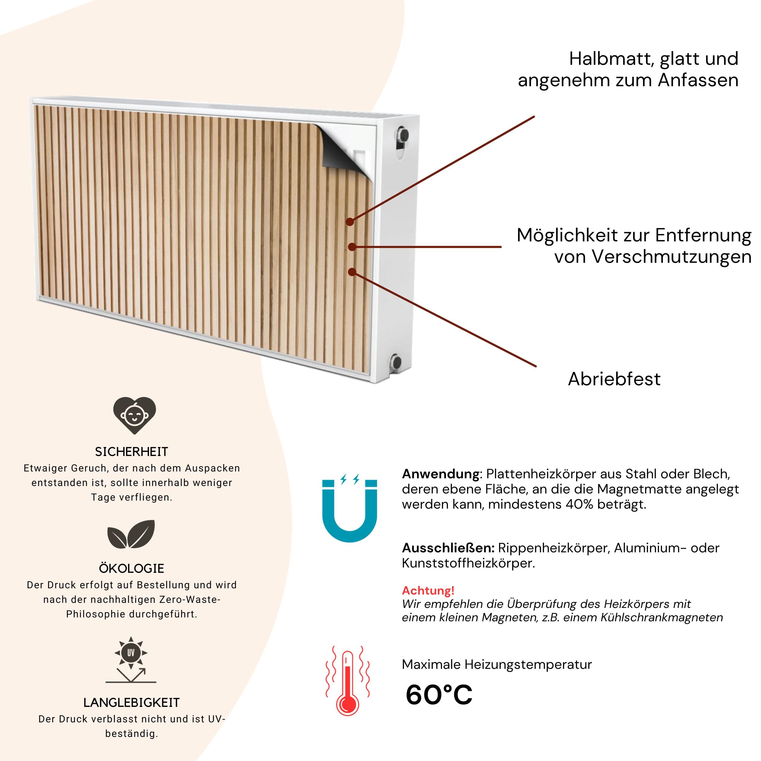 Muralo Osłona grzejnika, magnetyczna osłona grzejnika do grzejników panelowych ze stali lub blachy – bezzapachowa i bezpieczna dla zdrowia – wygląd betonu kwiaty szer. 90 cm x wys. 60 cm