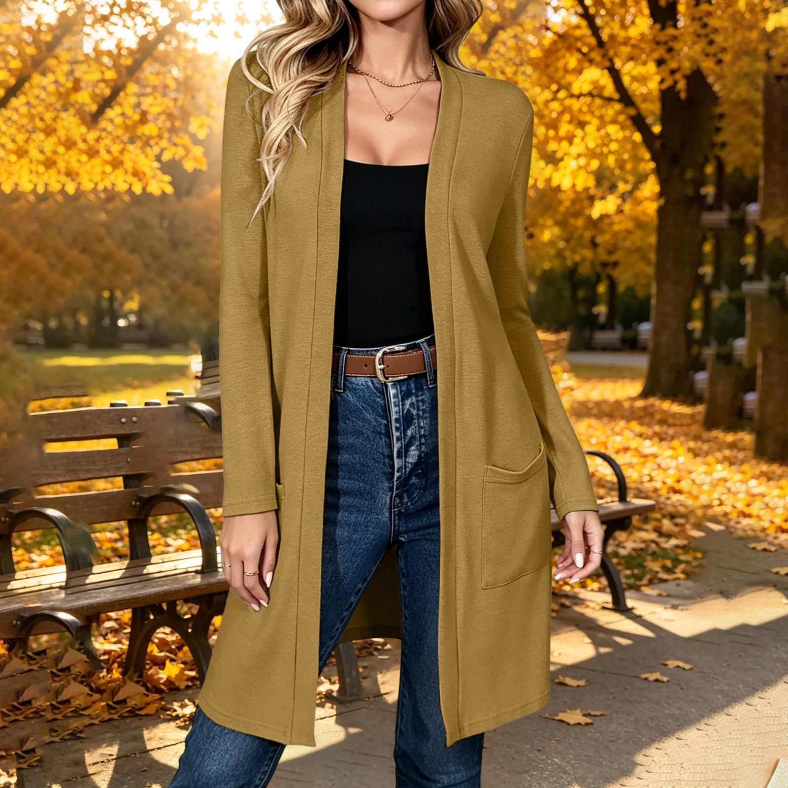 Cardigan Donna Leggero a Maniche Lunghe Maglione Tinta Unita Comodo Casual | Tessuto morbido e piacevole sulla pelle, comfort quotidiano, vestibilità comoda, ideale per casa ufficio e tempo libero
