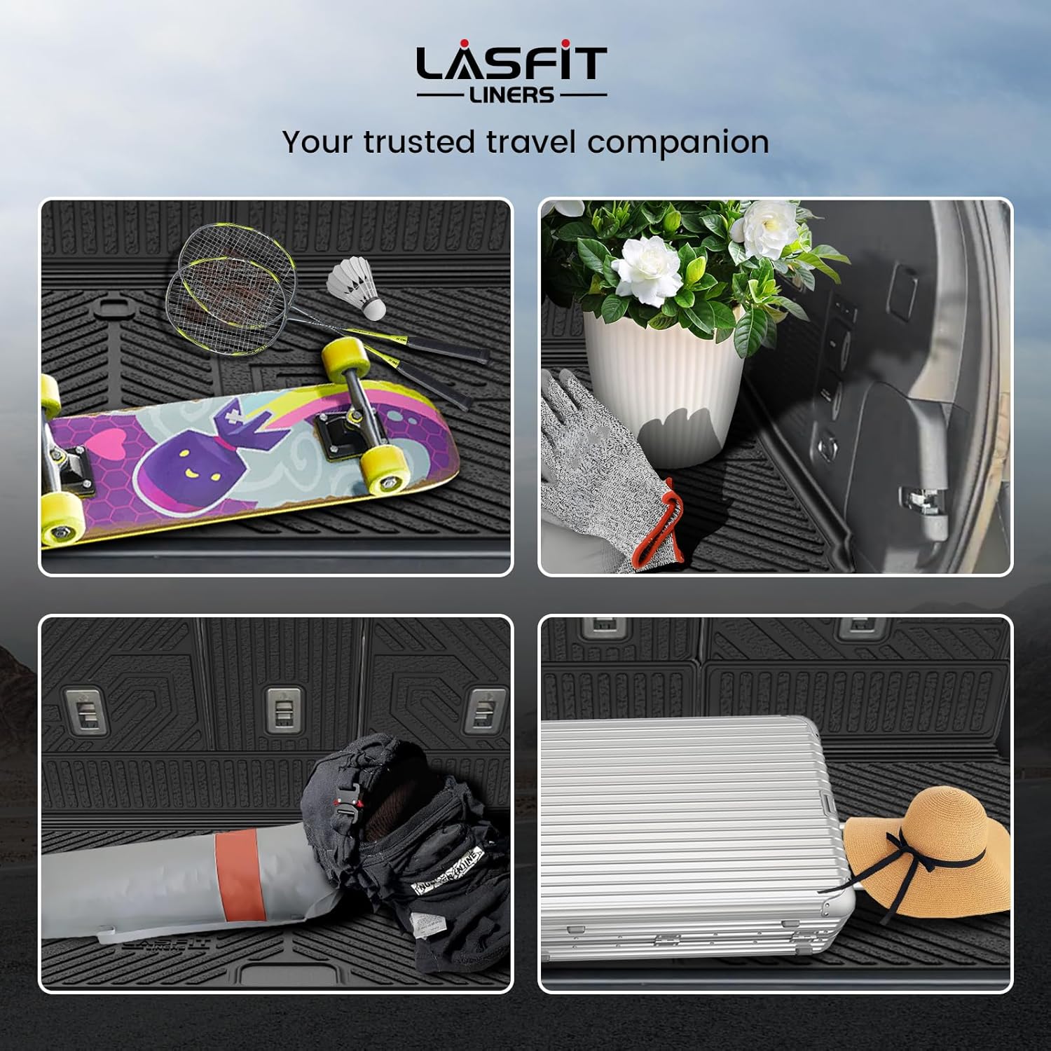 LASFIT Floor Mat with Backrest Mat Ford Expedition Max & Lincoln Navigator L 2025 2026(fit 7 and 8 Seats),Costom Fit All Weather Protection TPE Easy Clean Cargo Liners,4pcs,Black - Image 6