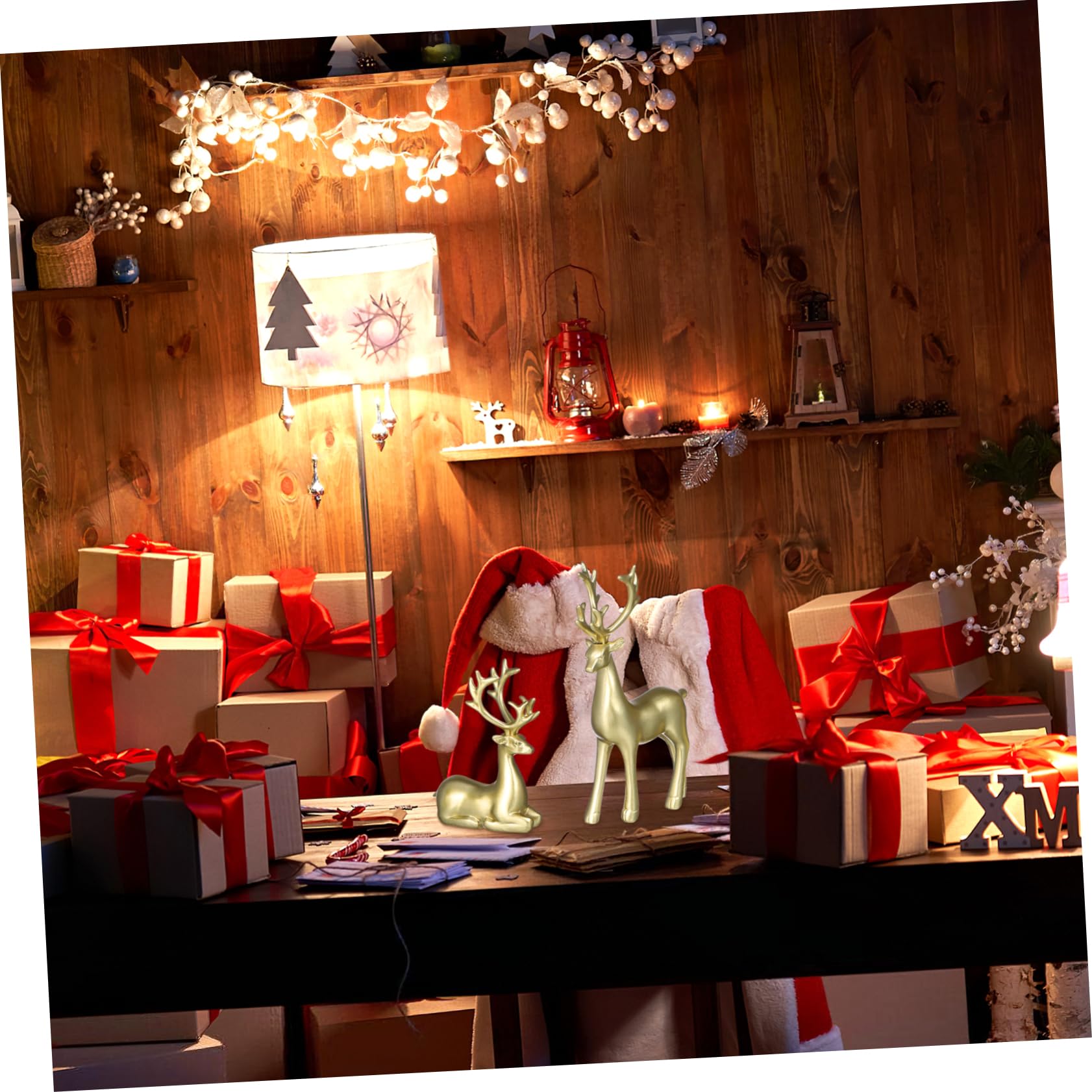 Zerodeko 2stücke Elch Dekor aus Kunstharz für Weihnachten Bastelarbeiten Heimdeko und Partyaccessoires Wunderschön und Langlebig