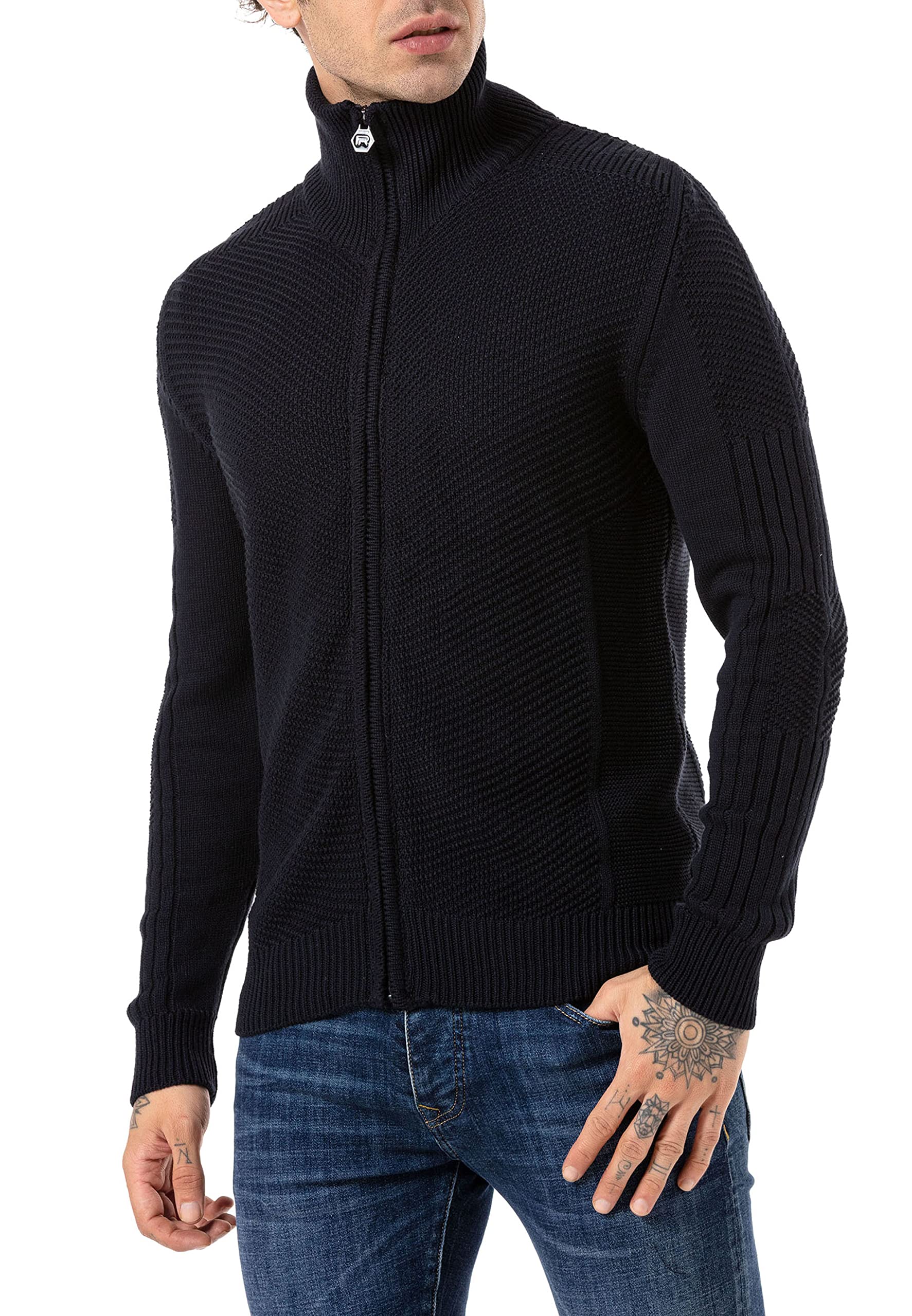 Redbridge Cárdigan Hombre Jersey de Punto Cremallera