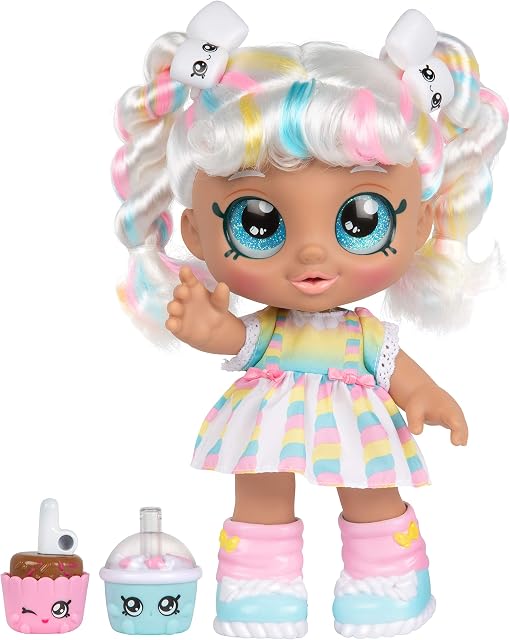 Kindi Kids Marsha Mello 10 Inch Toddler Doll and 2 Shopkin Accessories, Styles may vary