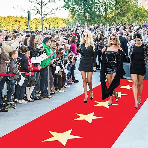 Miniatura 2 de Shappy Alfombra de pasillo para fiesta, antideslizante, color rojo, alfombra de pasillo con cinta de alfombra de 2.16 ozm, 20 piezas con recortes de