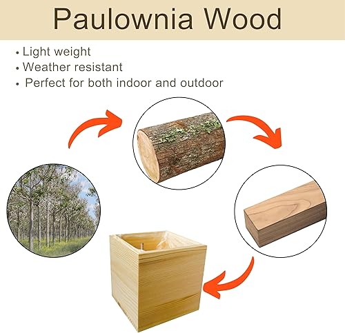Miniatura 7 de LaLaGreen - Maceta de madera para plantas (4 x 4 pulgadas, paquete de 6) macetas pequeñas cuadradas de pared para plantas de interior, cajas de