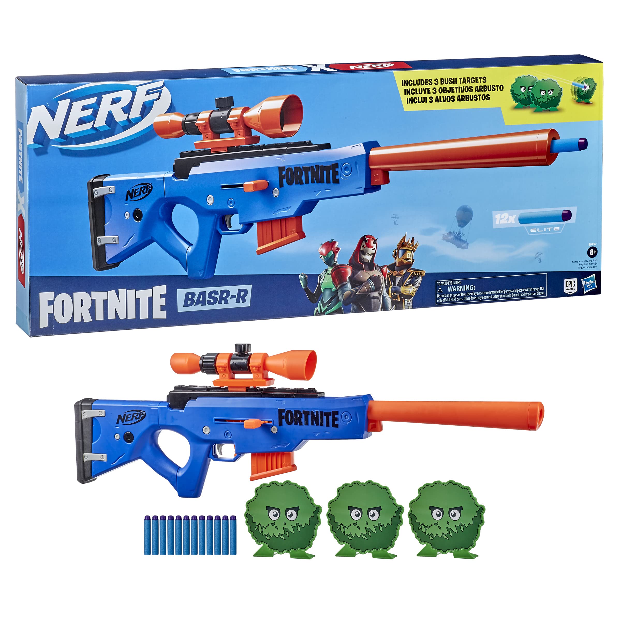 Hasbro NERF-Fortnite BASR R-Bolt Action Blaster - 3 Bush Targets