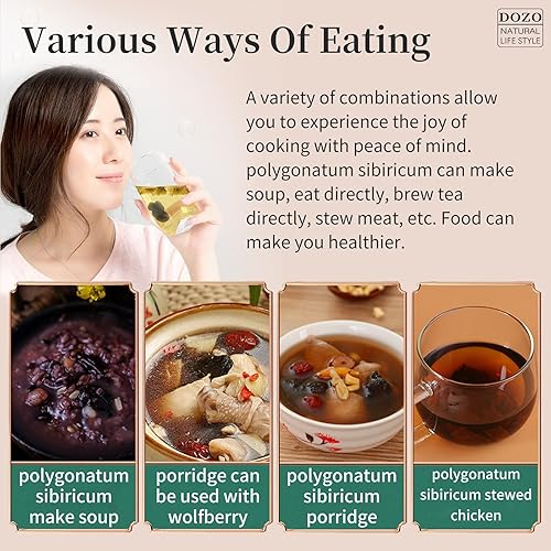 Miniatura 5 de DOZO Rhizoma Polygonati Premium Wild Polygonatum Sibiricum 10.5oz/300g Huang Jing Hierbas tradicionales chinas Té nutritivo sin azufre