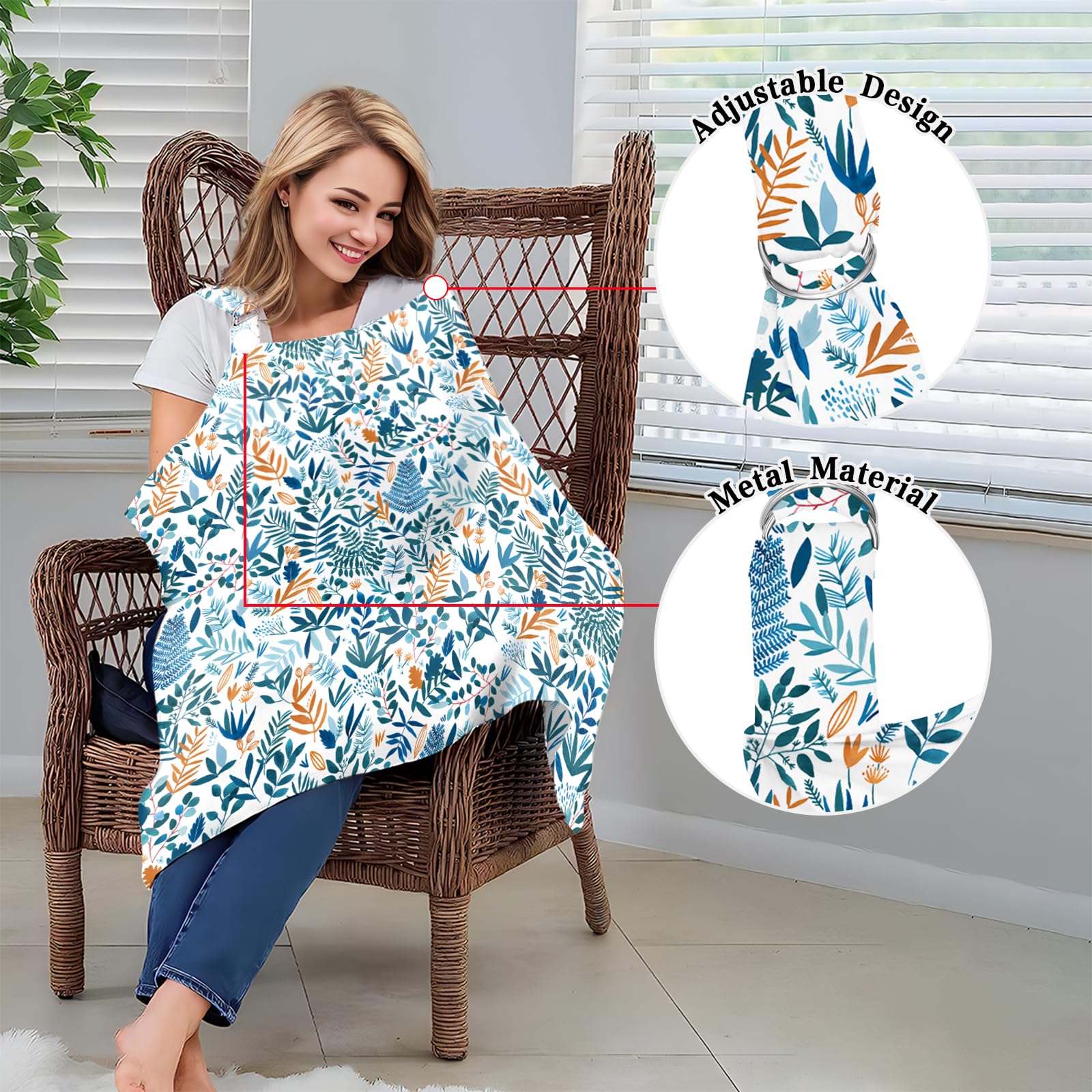 Tablier d'allaitement respirant réglable 72 x 95 cm imprimé floral pour femme