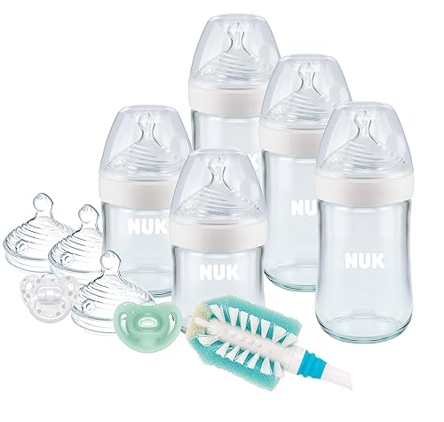Miniatura 1 de NUK Simply Natural Glass Baby Bottles and Pacifier Newborn Gift Set, 11 Piece Set