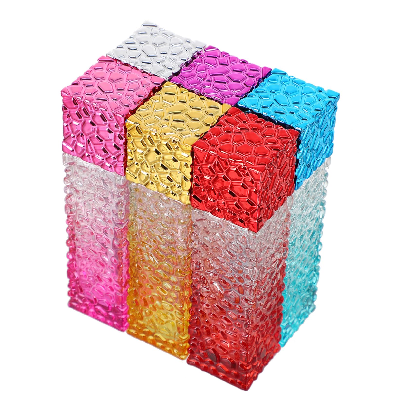 FRCOLOR 6 Stück 50ml Parfümflaschen aus Glas mit Aluminium Sprühkopf Nachfüllbare Leichte Glasflaschen für Parfüm zum Reisen und Aufbewahren Zufällige Farbe