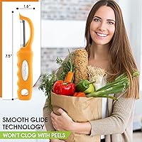 Vista 3 de Spring Chef Pelador de Verduras Giratorio Premium, Mango de Agarre Suave y Cuchillas de Acero Inoxidable Ultra Afiladas - Pelador de Cocina Perfecto