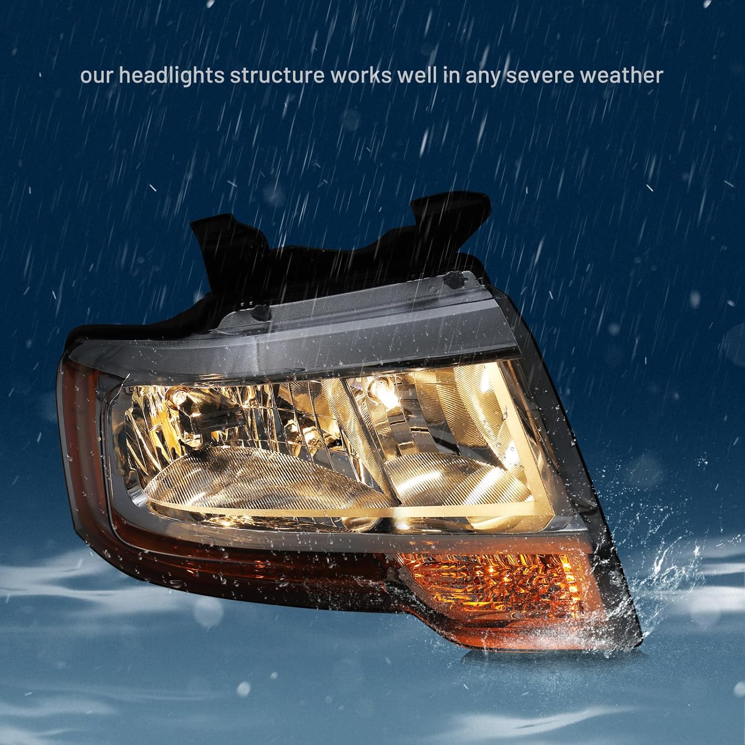 Halogen Headlight Assembly Compatible with Ford Expedition 2015 2016 2017 Front Lamp Right Passenger Side RH