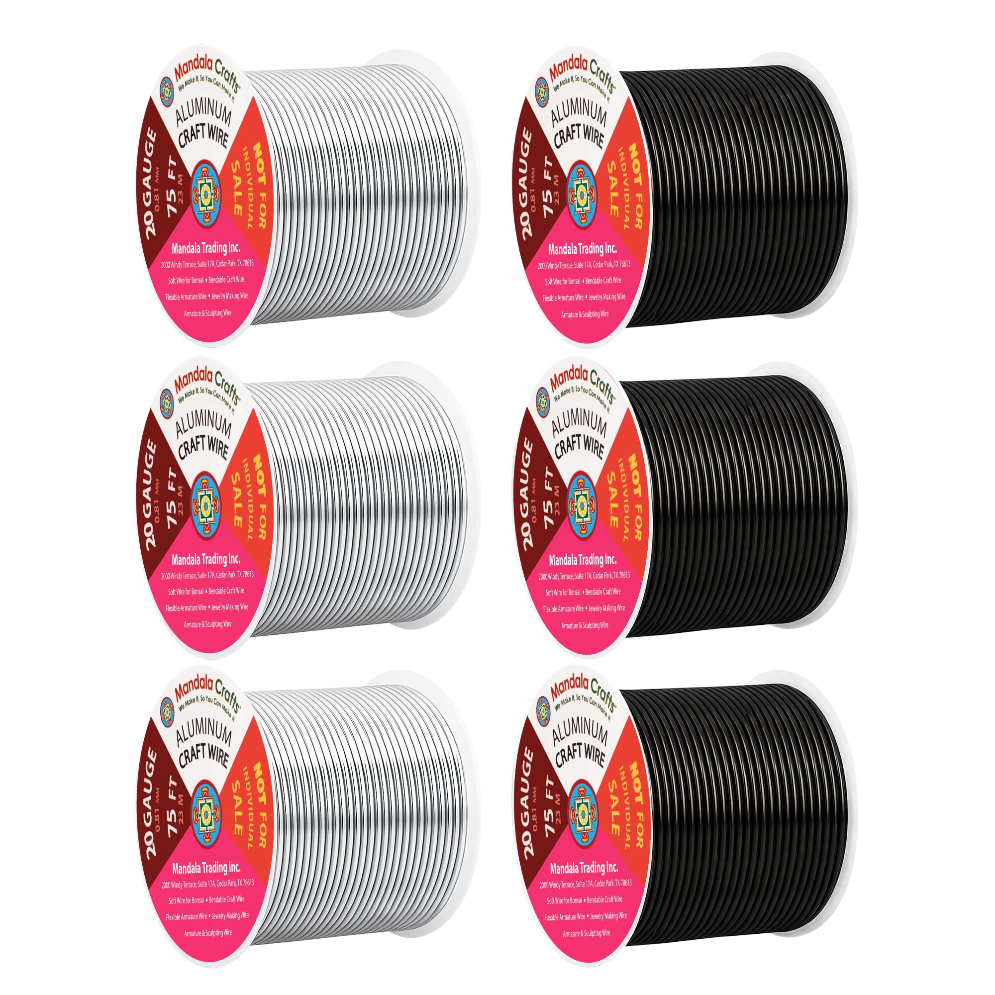 Mandala Crafts 20 Gauge Silver Tone Black Anodized Aluminum Craft Wire