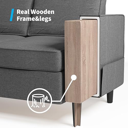 Miniatura 19 de Mjkone Sillón, silla decorativa con bolsillos de almacenamiento, moderna silla individual para sala de estar, apartamento, espacios pequeños,