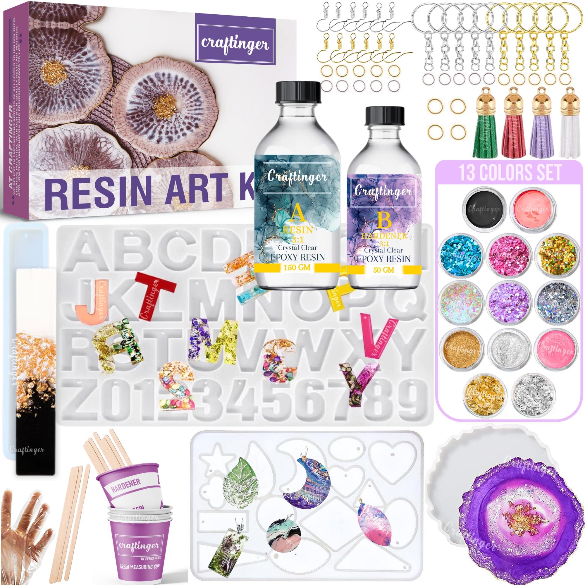 Craftinger Upgraded All-In One Kit With 200Gm Resin For Bookmarks, Coasters, Alphabet Keychains, Pendants, And Earrings, Multicolor (B0CB1RWM75) Amazon Price History, Amazon Price Tracker