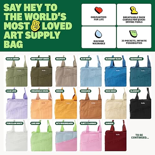 Miniatura 9 de Soolla Bolsa de estudio lavable para suministros de arte y cerámica, bolsa organizadora de proyectos de punto y ganchillo, más de 30 bolsillos, más