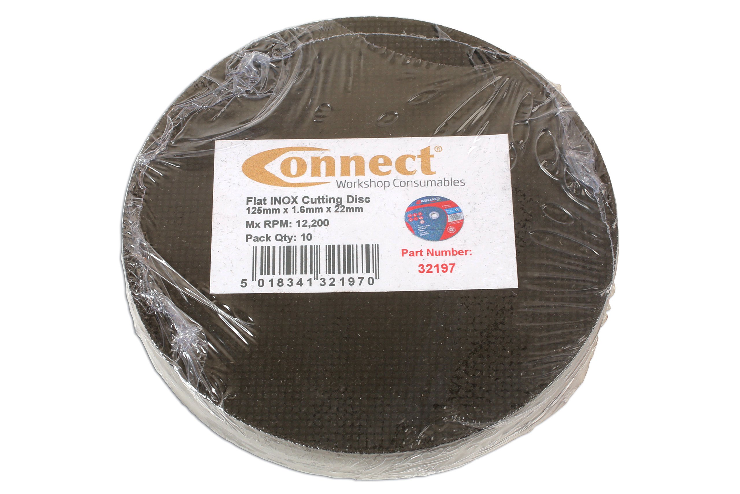 Connect 32197 Abracs Extra Thin Flat Cutting Discs 125mm x 1.6mm 10pc