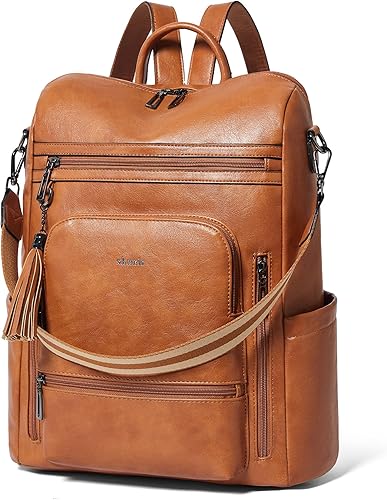 Miniatura 26 de Shrrie - Mochila de cuero vegano para laptop para mujer de 14 pulgadas, mochila de trabajo, mochila de moda, mochila de viaje, bolso para negocios y