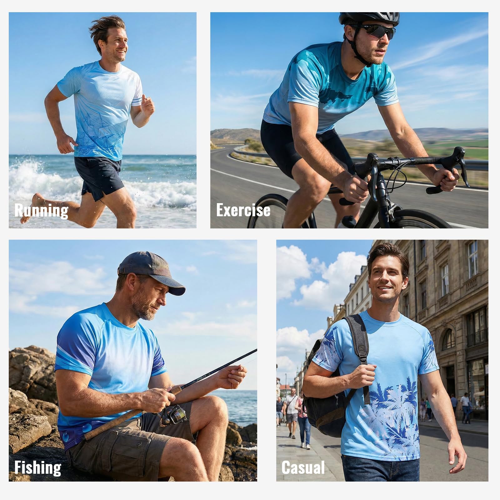 Cimic 3 Pack Rashguard UV Camicia Uomini Swim Tshirt UPF 50+ UV Protezione Solare Traspirante ad Asciugatura Rapida per Surf all'aperto Running Top