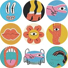 VIGEGU 8 Pack Picasso Style Diamond Art Coasters Kits- Diamond Painting Coasters Kit