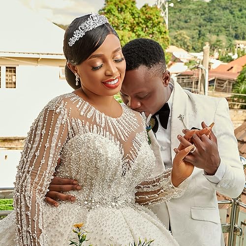 Miniatura 4 de CIEHER Coronas de tiara plateadas para mujeres y niñas, tiaras de corona de princesa para mujeres, nupciales, bodas, bailes, quinceañera, corona de