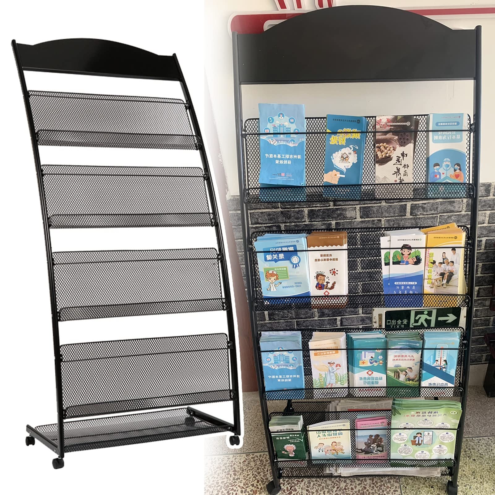 展示会やオフィス用のモダンなマガジンラック。パンフレットホルダーと