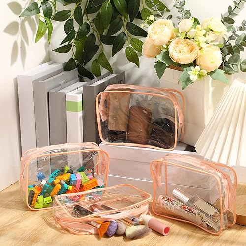 Miniatura 6 de Locmeo Bolsa de maquillaje transparente, 6 piezas, bolsa de aseo transparente, de PVC, impermeable, portátil, bolsa de viaje para maquillaje, bolsa