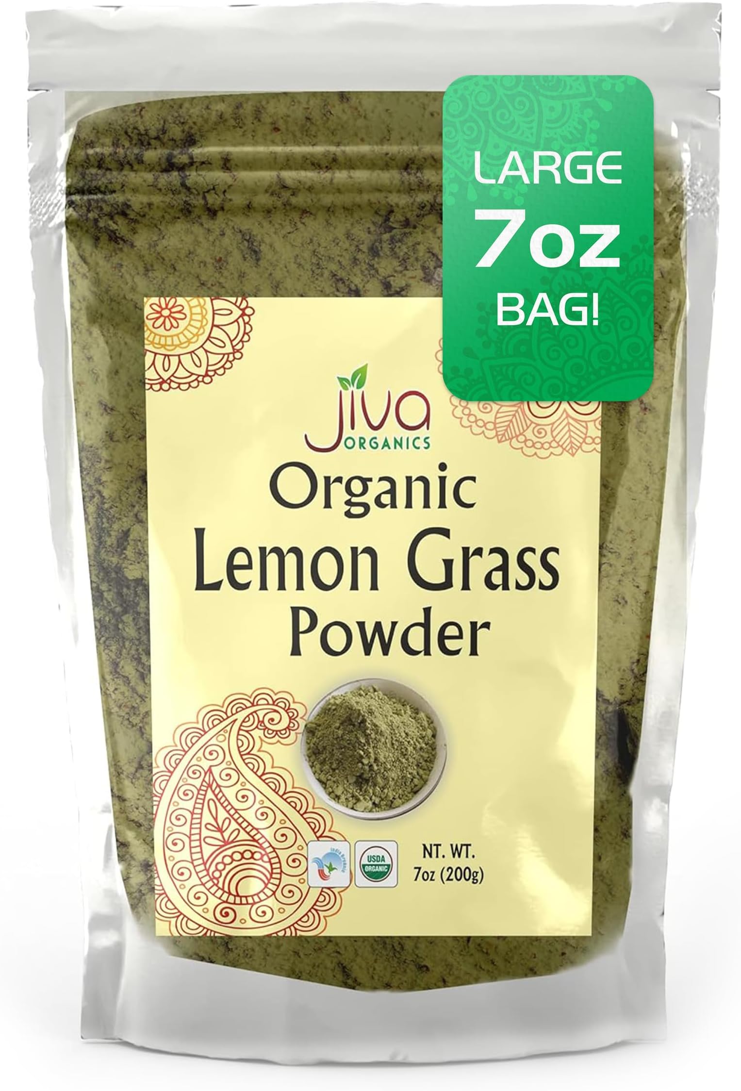 Jiva Organics Lemongrass Powder 200g (7 Oz) for Cooking โ Non-GMO Herb
