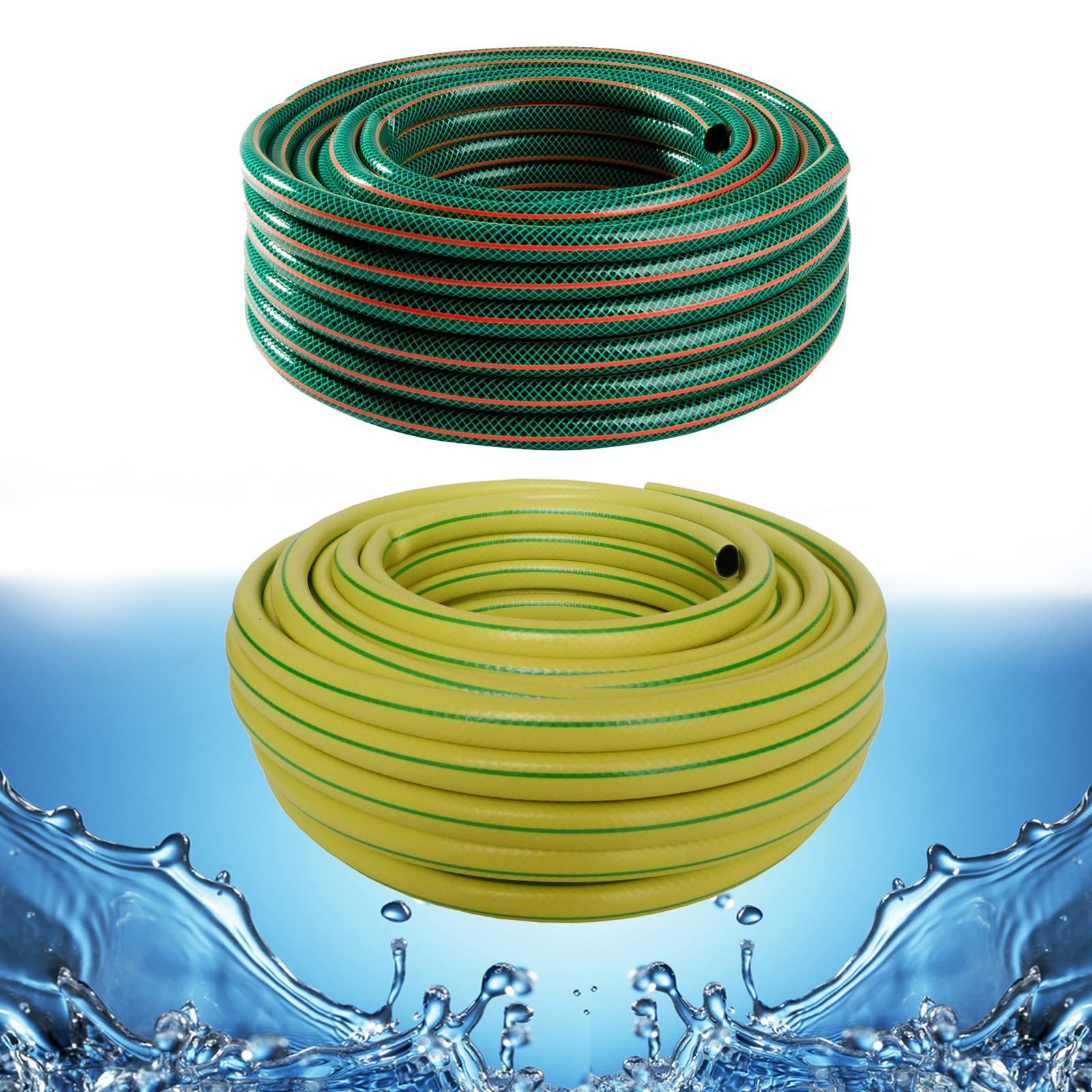 Gartenschlauch Wasserschlauch 3/4 Zoll 20m 30m 50m 4-teiliges Anschluss-Set Gelb Grün Schlauch (3/4 Zoll, 50m, Grün)