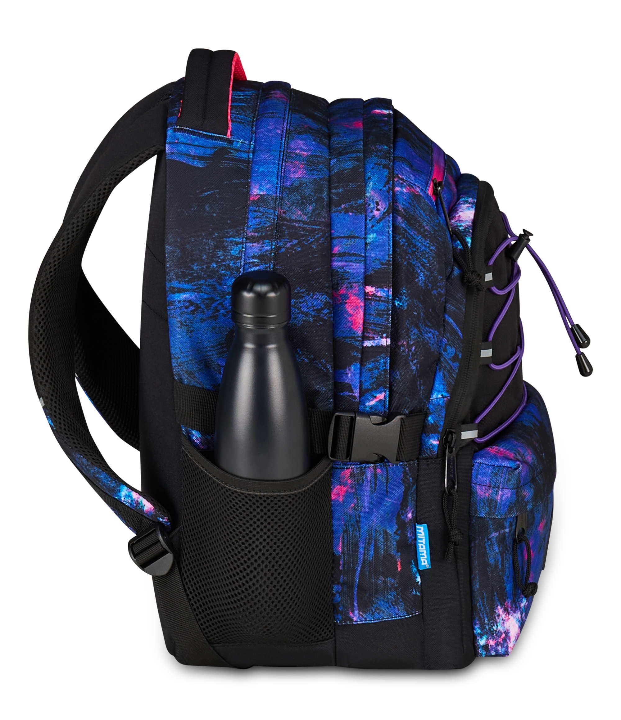 Mitama Zaino Scuola #BDBF PURPLE BRUSH, Viola, Zaino Triplo Scomparto, Tasca Porta Borraccia, Porta USB Integrata, Larghezza Regolabile, Zaino Scuola Media e Superiore, Ragazza
