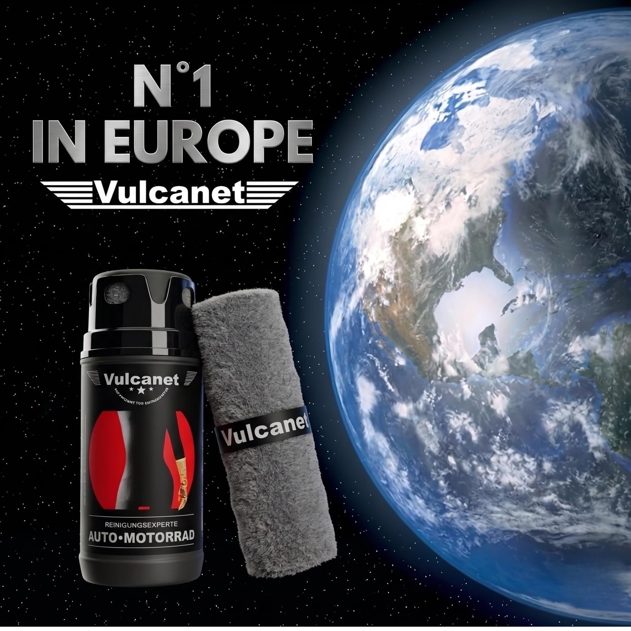 VULCANET Auto & Motorrad Reinigungsset für Experten, 80 Reinigungstücher + Inklusive Mikrofaser & Detailing Bürste – Reinigt, Poliert, Schützt – All-in-One Reiniger Karosserie, Felgen, Innenraum