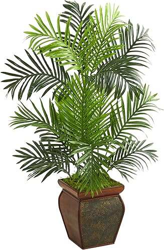 Nearly Natural Árbol artificial Paradise Palm de 3 pies en maceta decorativa