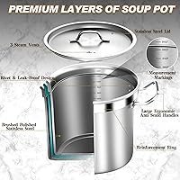Vista 5 de Olla grande de cocina, 35 cuartos de galón, olla de inducción resistente con tapa de acero inoxidable de grado comercial, olla de stock para sopa