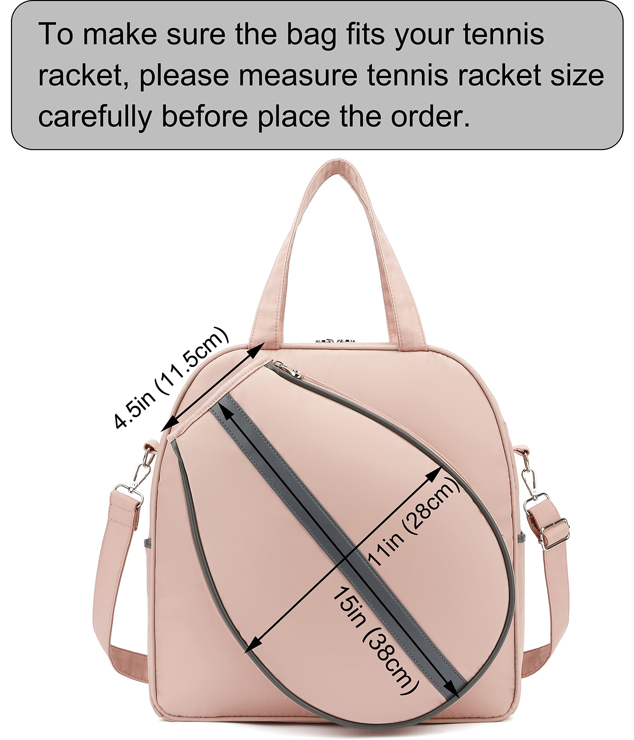 HyRaM Borsa a Tracolla da Tennis da Donna, Grande, Resistente all'Acqua, per Racchette da Tennis, Pickleball e Badminton (Rosa)