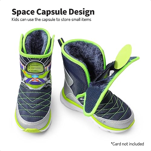 Miniatura 2 de DREAM PAIRS Botas de nieve para niños y niñas, con ranura de cápsula espacial, con velcro y forro de piel sintética, ligeras, a media pantorrilla,