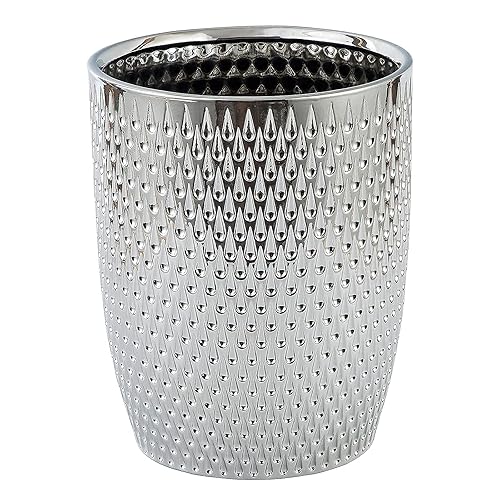 Miniatura 3 de Cubo de basura pequeño para cocina, papelera de oficina, papelera gris para baño, cubo de basura plateado, juego de baño, cubo de basura redondo