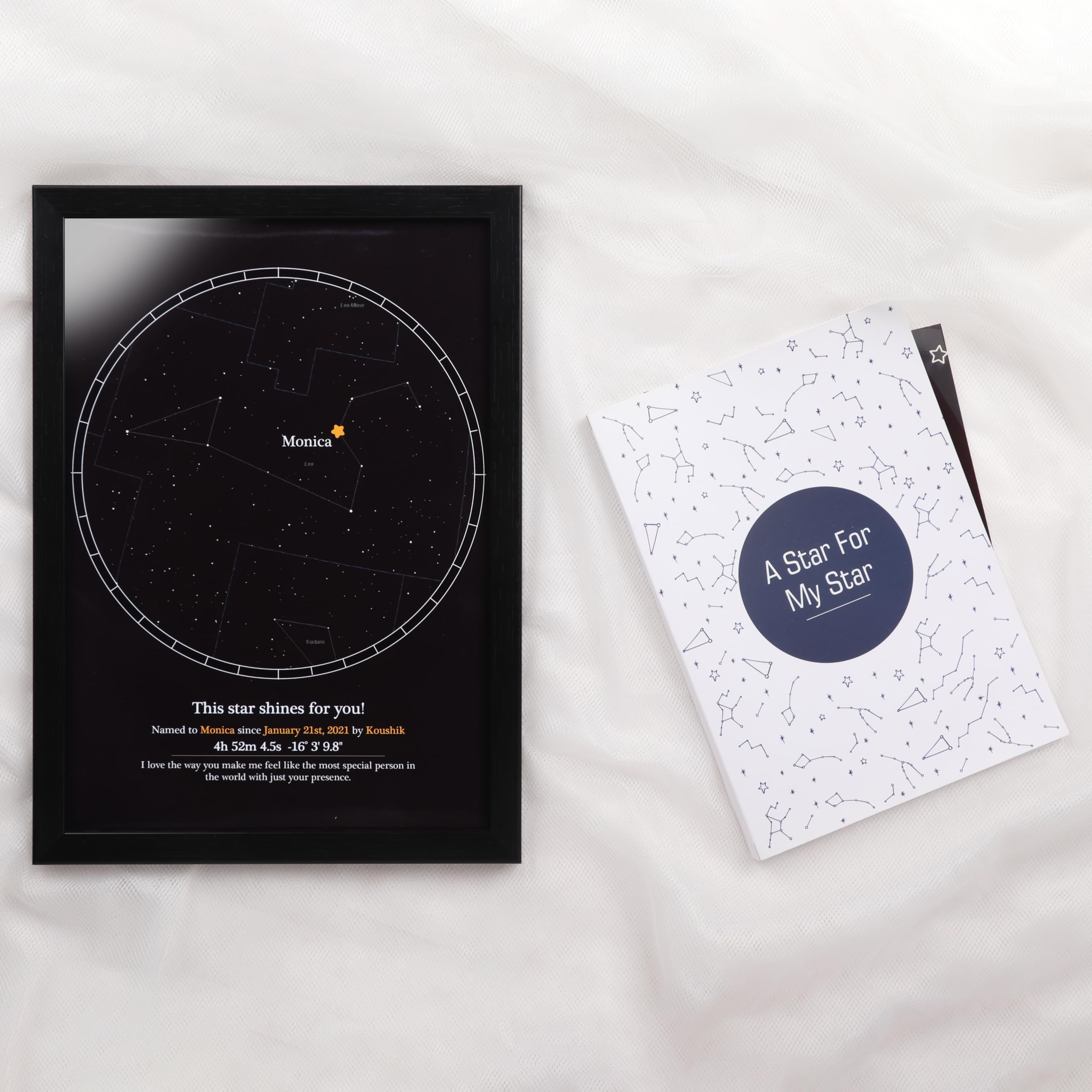 Oye Happy - Frame a Star - A4 with Acrylic Glass Frame - Personalised Gift for Husband/Wife/Girlfriend/Fiance/Boyfriend on Birthday/Anniversary-image-22