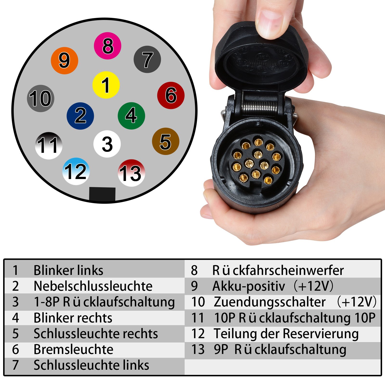 Anhänger Adapter 7 Auf 13 JVJ Anhängerkabel 7 Polig Spiralkabel