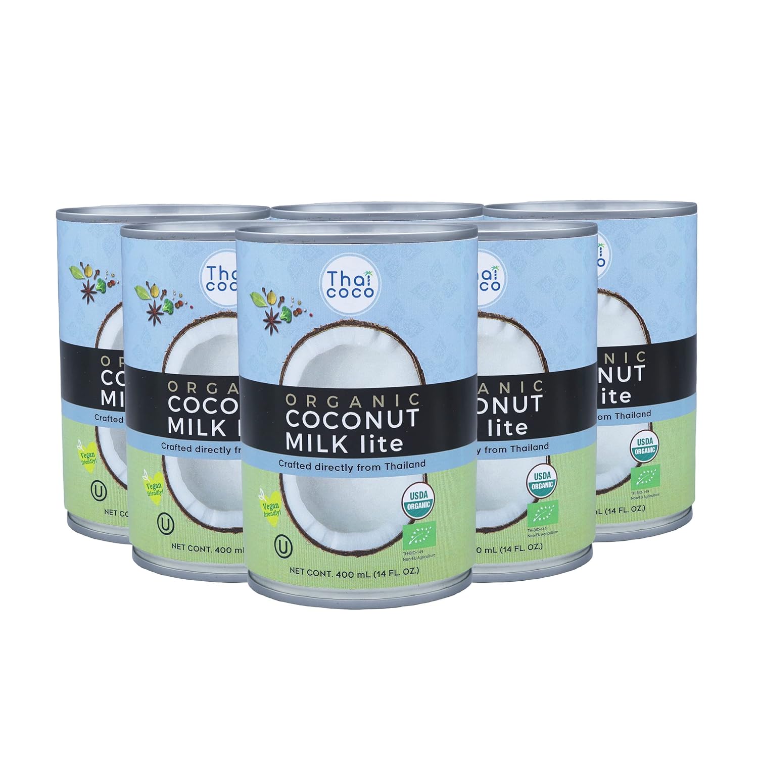 Thai Coco Light Organic Coconut Milk Canned Lite Coconut