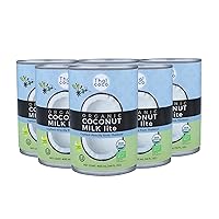 Vista 1 de Thai Coco Leche de coco orgánica ligera enlatada, leche de coco sin azúcar, 100% orgánica, certificado orgánico USDA, para batidos y café, sin BPA