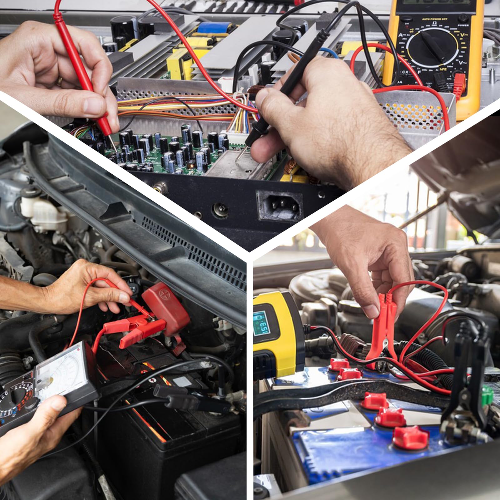 Cables Prueba Multímetro Kit, 92PCS Multímetro Cables de Prueba Set, Kit de Accesorios Puntas Tester para Automóvil y Eléctrico Digital Multifunción con Sondas, Banana y Pinzas Cocodrilo