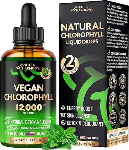 Gotas líquidas veganas de clorofila Oxígeno y Energía, Limpieza de la Piel Fabricado en Estados Unidos Calidad de confianza Desodorante natural y