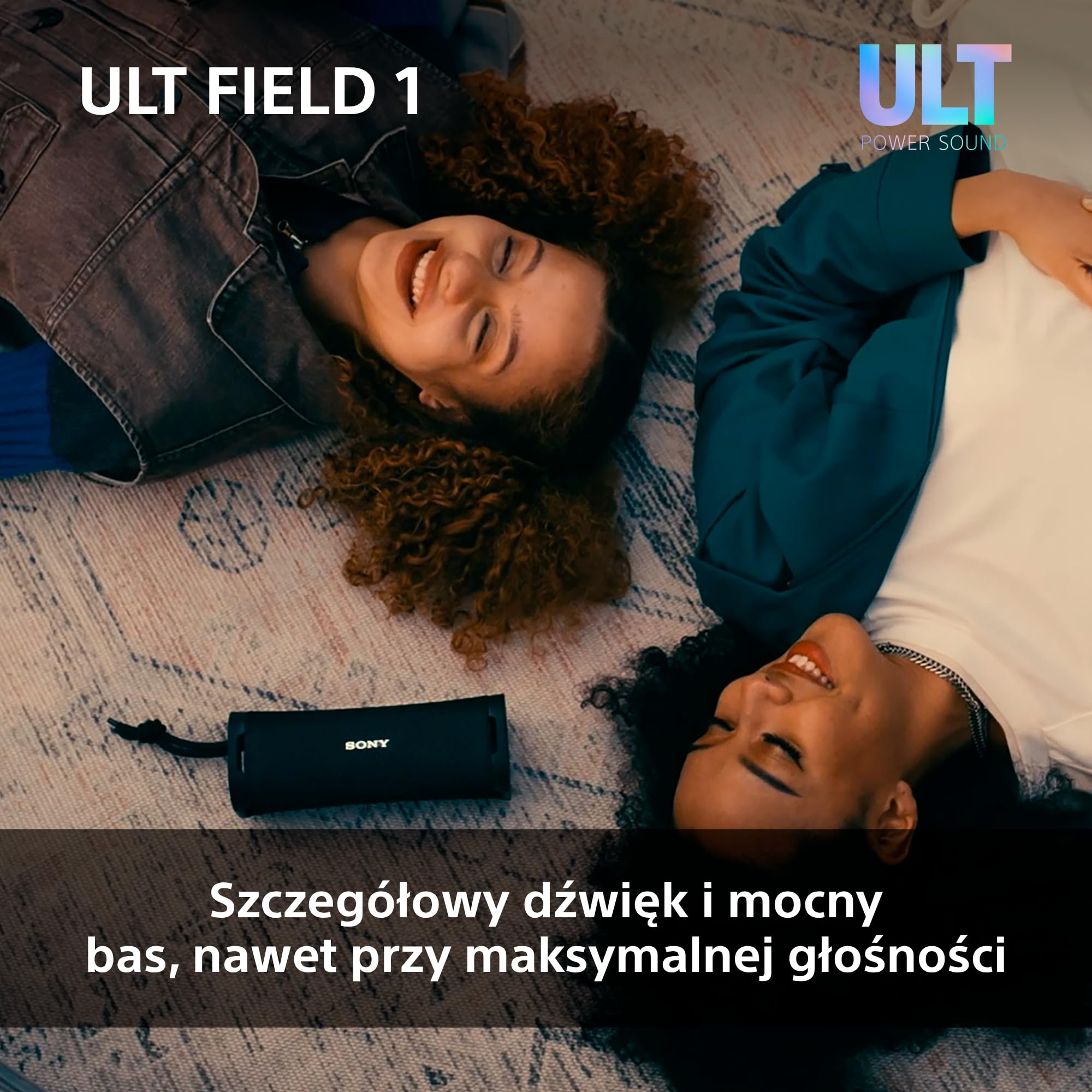 Sony ULT FIELD 1 Bezprzewodowy, Kompaktowy Głośnik Bluetooth z ULT POWER SOUND, Głęboki Bas, IP67, Wodoodporny, Pyłoszczelny, Odporny na Wstrząsy, Bateria do 12 godz., Rozmowy tel., Czarny