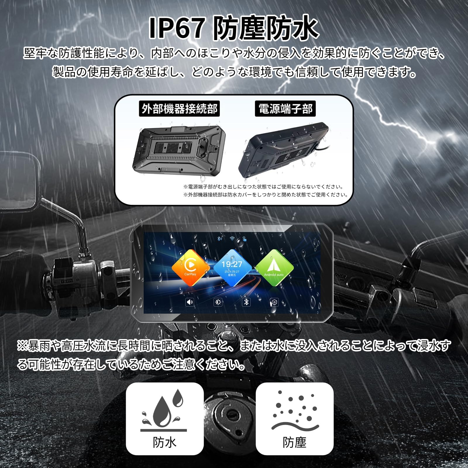 Amazon.co.jp: LYANGET バイク ディスプレイオーディオ ワイヤレス
