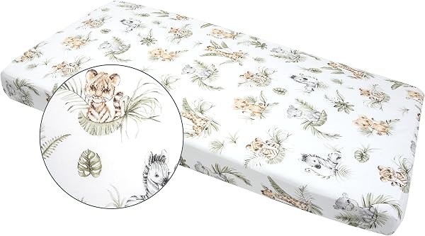 Medi Partners Drap Housse 60x120 lit Bebe Matelas Enfant Bébé - 100% Coton Fitted Draps Lit pour Baby Bed Cover Sheets Matela literie Mattress Couette (Safari) - 4