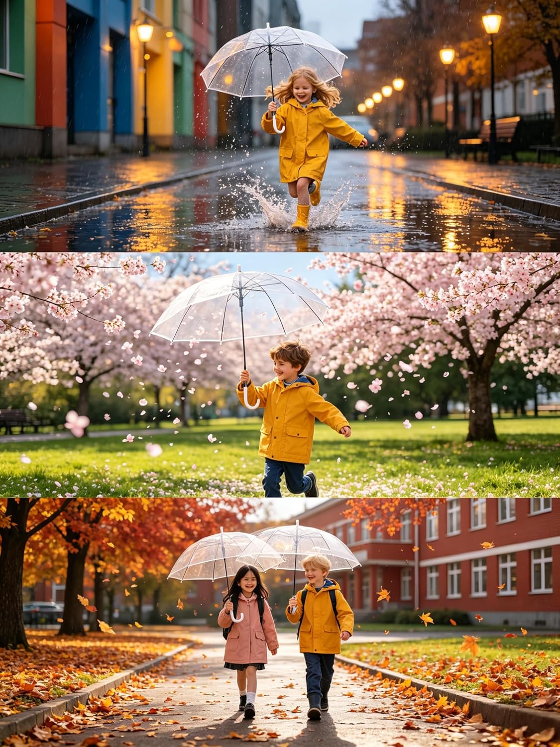 Clear Bubble Umbrellas for Rain,Transparent Dome Safety Windproof Umbrella with Easy-Grip Hook Handle for Christmas Gift